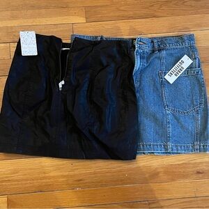 Free People Black Leather-Look Mini Skirt and urban outfitters denim skirt